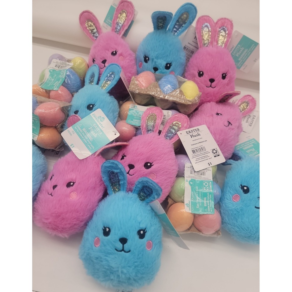 BIG Lot of 15 Way to Celebrate Easter Bunny Plush & Egg Sidewalk Chalk New!